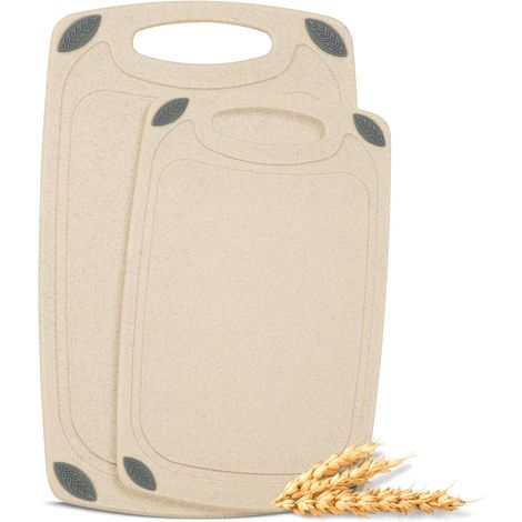 Lot de 2 planches à découper réversibles fabriquées en fibre de paille de blé naturelle,respectueuses de l'environnement,essentiels de cuisine de qualité alimentaire,sans gluten et (1/5)