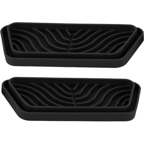 Refrigerator Water Drip Tray Collector, 2 Trapezoidal Silicone Drip Trays for Coffee Machine, Freezer Water Dispenser, with Size (Black)