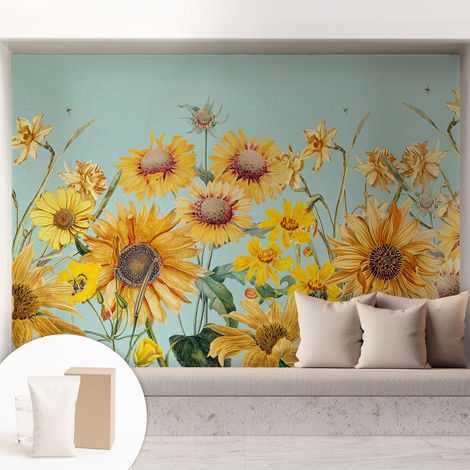 Papier peint intissé mural avec colle pour salon et chambre Décoration murale rapide - Colle incluse gratuite Jardin d'été 208x146 cm (1/5)