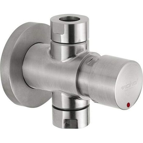 Rubinetto doccia temporizzato in acciaio inox con comando a pulsante Idral Inox 08430 - 08430-30 25 secondi - Acciaio Inox (1/2)