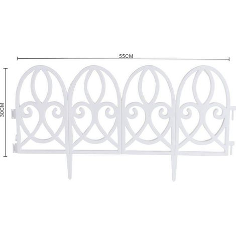 Trade Shop - Recinzione Per Giardino Steccato Bordo Bianco Prato In Polipropilene Dim 32x30cm -