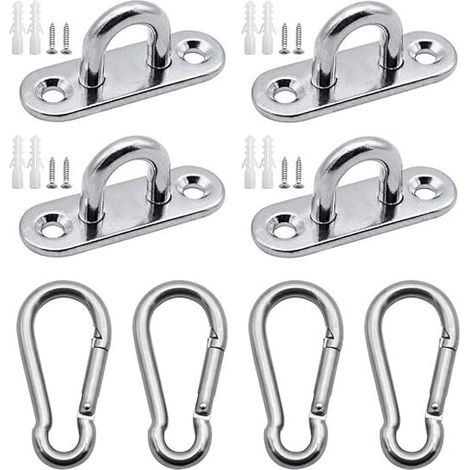 4 Pièces Mousquetons de Fixation M5 en Acier Inoxydable 304 pour Voiles Hamacs et Support Mural Charges Lourdes (1/4)