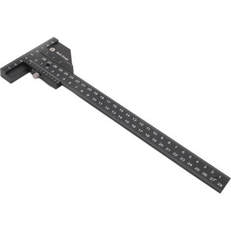 Multifunktionales T-förmiges Lineal für die Holzbearbeitung, aus schwarzer Aluminiumlegierung, Hilfsmess- und Markierungswerkzeug für Schreinerarbeiten (1/5)