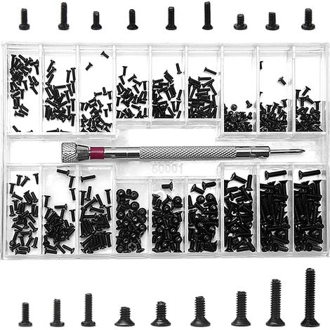 500-teiliges Mini-Schrauben-Set, Senkkopf-Flachkopf-Rundkopf-Kleinschraube, 18 Spezifikationen Kombi-Set