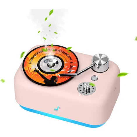 Mini humidificateur USB 300ml design rétro phonographe, veilleuse diffuseur arômes, brumisation silencieuse, pour chambre adulte enfant bureau bébé (1/4)