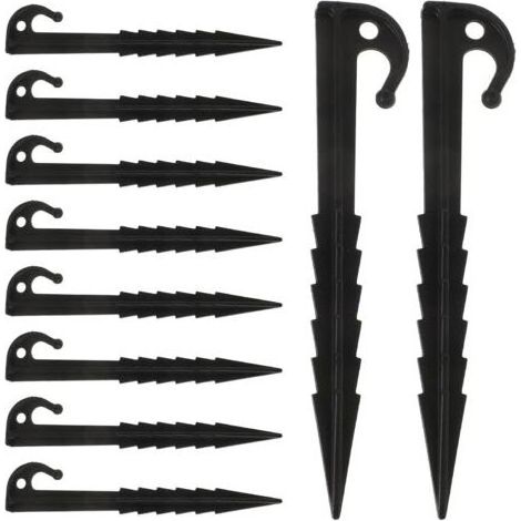 Lot de 10 piquets de tente en plastique, fixations résistantes au vent, adaptés aux tentes et aux abris de camping, piquets d'extérieur polyvalents, adaptés à la randonnée et aux activités de (1/5)