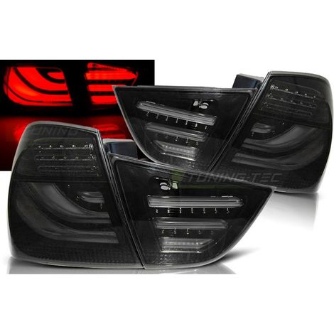 Paire de feux arriere BMW serie 3 E90 Berline 09-11 LED BAR noir fume (1/5)