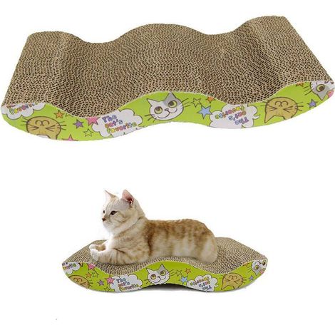 Trintion Cat Scratcher Pad Scratching Board Cardboard Corrugated Scratching Pad Mat Curved Shape Reversible Use Durable Cat Scratching Pad (1/5)