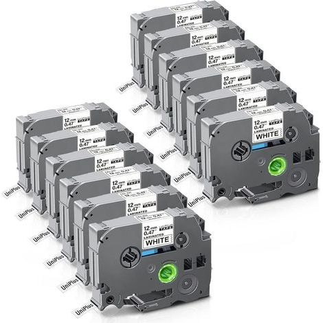 [French Days]12x Compatible Tze 0.47 Ruban laminé pour Brother Tze-231 TZ231 Tze-231s Ruban d'étiquetage pour Brother Label Maker E100 P300BT H107B H100R H105, Noir sur blanc (1/5)