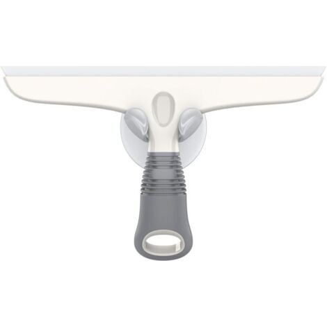 Pair Raclette Silicone avec Support Ventouse   Polyvalente pour Vitres, Douche, Salle de Bain, Fenêtres, Blanc et Gris