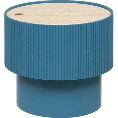 Pegane – Table basse ronde en MDF bleu – diamètre 38,5 cm x hauteur 35 cm – design moderne pour salon – poids léger 3,40 kg (1/3)