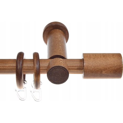Barra de cortina individual de madera, moderna, de roble, 120 cm, cilíndrica, Fi20 (1/5)