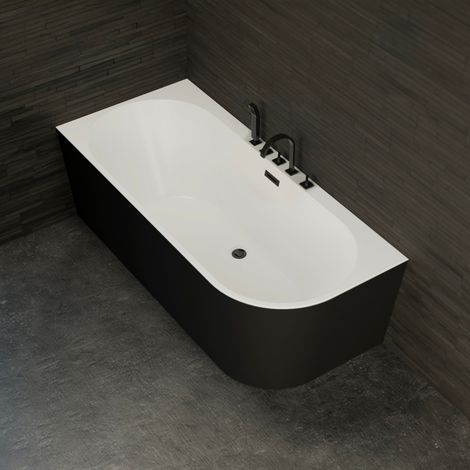 Vasca freestanding - Capri 170 gauche noire + robinetterie noire mate -  Nera - 170 x76 x58 cm, by SPALINA