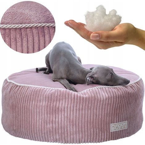 Cama redonda para perros DOTTY, puf, cojín para gatos, pana, felpa minky (1/5)