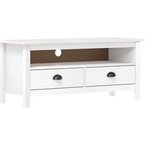 Mueble TV multimedia estantería para televisión aparador para televisión comedor salón dormitorio Hill Range 110 x 40 x 47 cm madera maciza de pino blanco 020027638