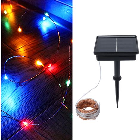 Guirlande lumineuse solaire étanche, 200 LED, 20 m, fil de cuivre coloré, 8 modes d'éclairage, idéale pour décorer votre jardin ou vos fêtes. (1/5)