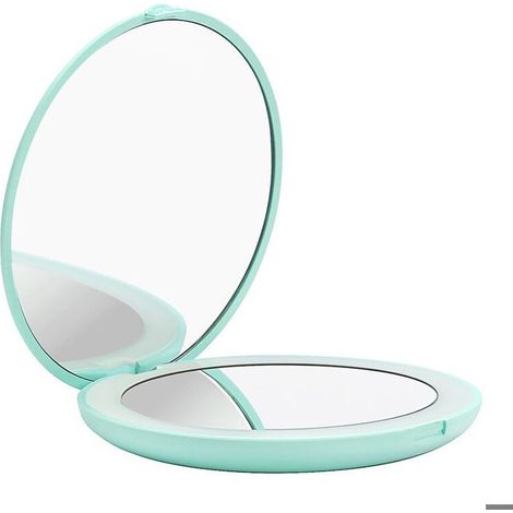 Miroir de Poche avec éclairage LED, 3,5" Petit Miroir Portable de Maquillage avec Grossissant 1x / 10x, Compact et Pliable, Idéal