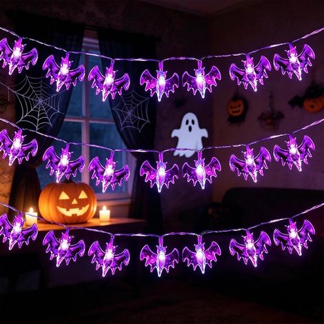 Guirlande lumineuse d'Halloween 3 m 20 LED Chauve Décoration d'Halloween et d'automne Guirlande lumineuse à piles pour Thanksgiving, Halloween (1/5)