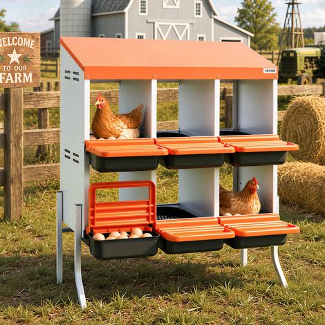 Nido con Cassetto di Raccolta Uova per Galline, 6 Scomparti con (1/5)