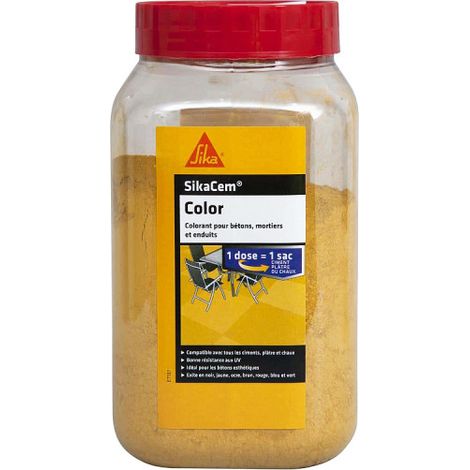 Sika – Colorant en poudre pour ciment et chaux – Pigment jaune à base d'oxydes minéraux – 400g pour béton esthétique – Bonne tenue aux UV
