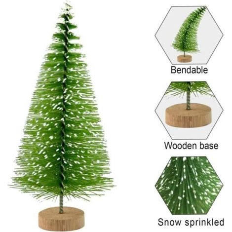 Lot de 10 mini sapins de Noël artificiels pour décoration de table intérieure (Vert, Hauteur 4.5cm) (1/4)