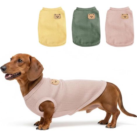 Lot de 3 t-shirts pour petit chien respirants teckel, M (1/5)
