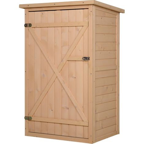 Abri de jardin en pin naturel avec étagères, 75 x 56 x 115 cm (1/5)