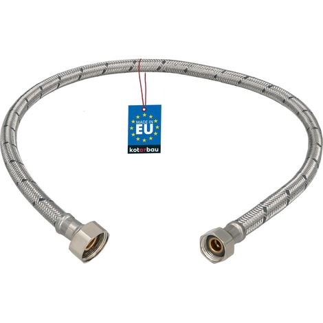 KOTARBAU® Flexible Robinet 1/2"x3/8" - Tuyau Robinet 70cm - Acier Inoxydable - Rallonge Robinet Cuisine Flexible - Tuyau Robinet Cuisine Flexible - Tuyau Flexible Plomberie - Argent (1/4)