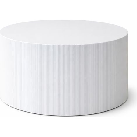 MELIA - Table basse ronde en marbre d'ingénierie blanc D70 cm