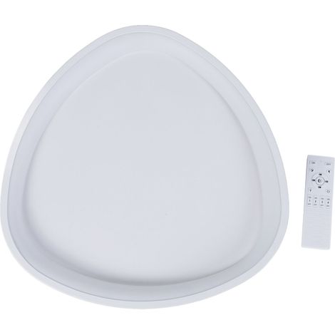 Plafonnier LED ovale triangulaire moderne, dimmable et minimaliste, à 3 températures de couleur, avec télécommande, pour chambre à coucher, blanc. (1/5)