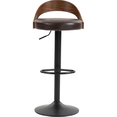Set 2 sgabelli da bar girevoli 360° regolabili in altezza con schienale, seduta PU marrone (1/5)