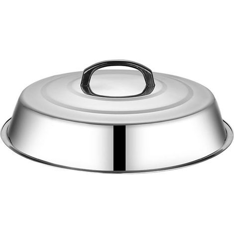 Couvercle de Barbecue Rond pour et Prévention des Gouttes en Acier Inoxydable Argenté Accessoire Camping Grillades Extérieur - (1/5)