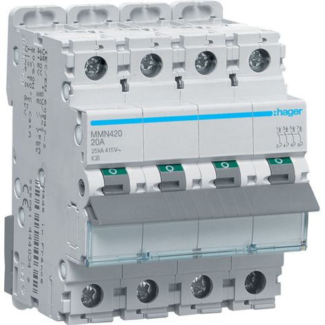 Disjoncteur magnétique 4P 25kA 20A 400V access. indicateur IEC 947-2 (MMN420)