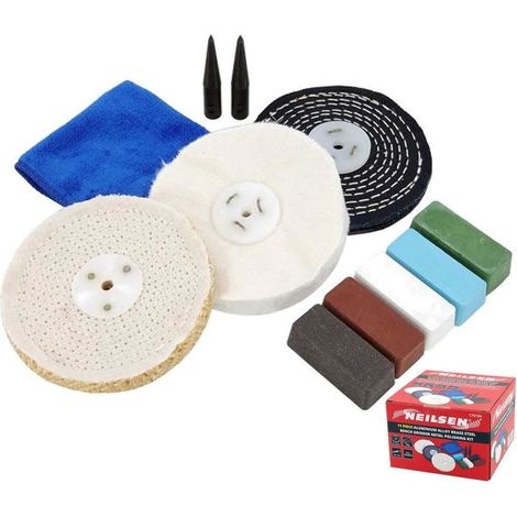 Neilsen 11pc Aluminium Alloy Brass Steel Bench Grinder Metal Polishing Kit 6" (1/2)