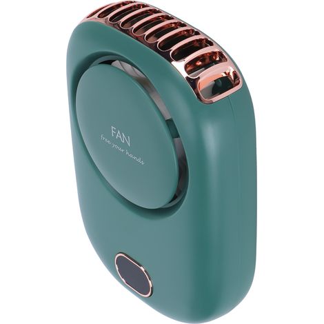 Mini ventilateur électrique portable rechargeable par USB, sans pales, à suspendre autour du cou, idéal pour les sports de plein air et les voyages (vert). (1/5)