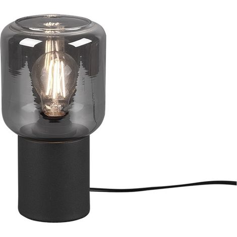 Nico Sobremesa Base Cilíndrica Negra y Pantalla Cristal Ahumado Trio Lighting (1/3)