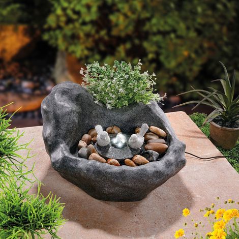 esotec Solar Vogelbadbrunnen dunkel mit Akku und LED Licht outdoor 101320 (1/5)