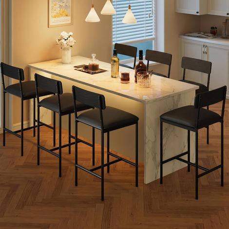 Lot de 8 tabourets de bar 65cm avec dossier (1/5)