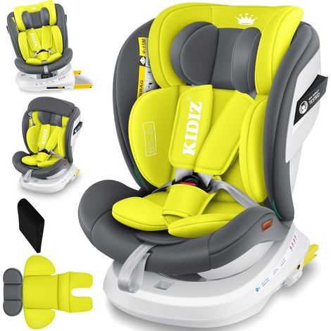 Siège auto pivotant 360° pour enfant – Isofix et Top Tether – Protection latérale – Harnais 5 points – Toit pare-soleil – 0-36kg – Kidiz