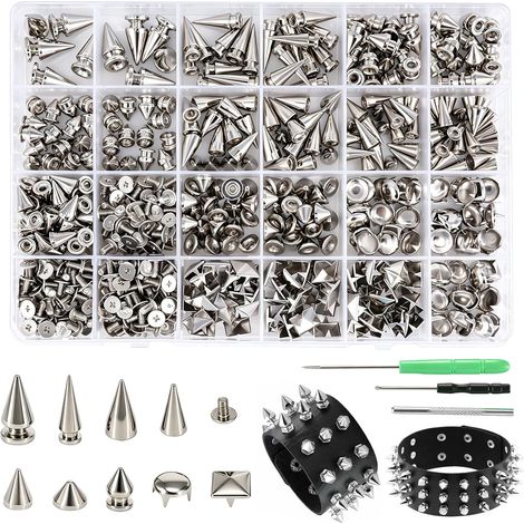 Set mit 600 Schraubnieten, inklusive Werkzeug für Lederarbeiten und DIY-Nieten-Set für Punk-Kleidung, Taschen, Lederarmbänder, Schuhe, Mäntel und Handschuhe. (1/5)