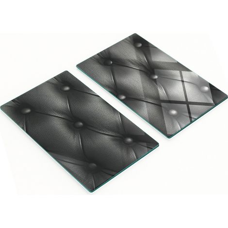 Tablas decorativas de vidrio para cortar y servir con textura de cuero, 2x30x52 cm.