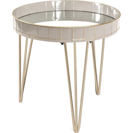 HAKU Möbel Tavolino oro, taupe, Metallo, specchio - Dim. A 50 cm x Ø 51 cm, Stile Art Deco (1/2)