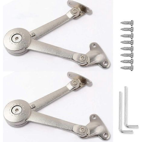 Lot de deux couvercles et charnières couleur nickel satiné, dotés d'une fonction de fermeture douce, adaptés aux couvercles rabattables des armoires, coffres à jouets, penderies, etc., avec une capaci (1/5)