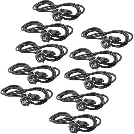 vhbw 10x Netzkabel Schutzkontaktstecker für Kaltgeräte z.B. PC Monitor Computer Drucker Staubsauger - C5 Micky Mouse Kleeblatt Buchse, 2 m (1/2)