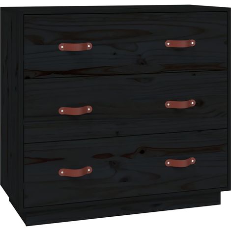 Maison Exclusive - Credenza Nera 80x40x75 cm in Legno Massello di Pino (1/5)