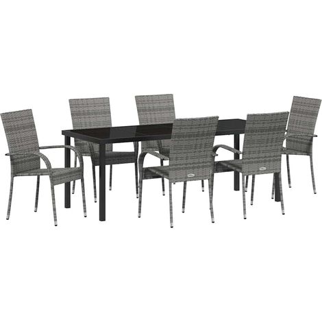 Maison Exclusive - Set da Pranzo per Giardino 7 pcs Grigio