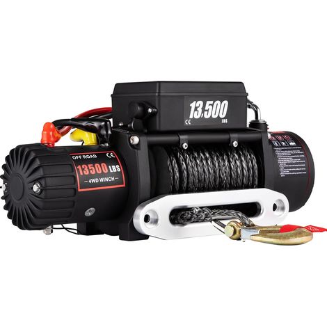 Cabrestante eléctrico, capacidad de 13500 lb, cuerda sintética de 24 m, 13500 lb (1/2)