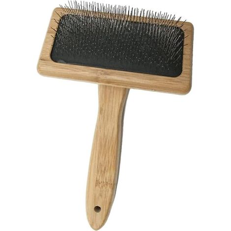 Filiyano-Brosse en peau de mouton pour tapis, peigne à aiguilles, manche en bois, soin des animaux, brosse en laine, marron, 1 pièce (1/5)