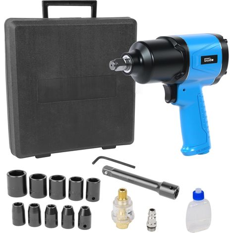 Kit visseuse à percussion à air comprimé (filetage de raccordement IG 1/4", pression de pressage 6 bar, lit d'air 204 l/min, couple max. 150/300/569 Nm, couple de desserrage max. 580 Nm, avec 10 (1/5)