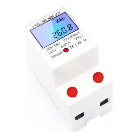 NALOOKAMIC Compteur d'énergie électrique de type rail multifonction monophasé, affichage rétroéclairé LCD, 5-80A 220V 50Hz (1/3)